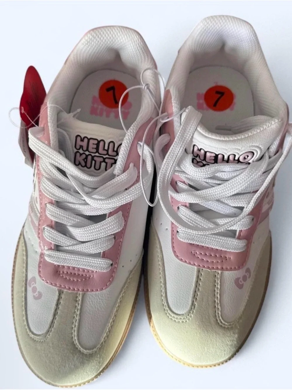 Hello Kitty White, Light Pink & Beige Kids Sneakers